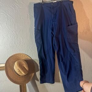 Carhartt XL Navy Blue Ripstop Cargo Work Pants Elastic Waist